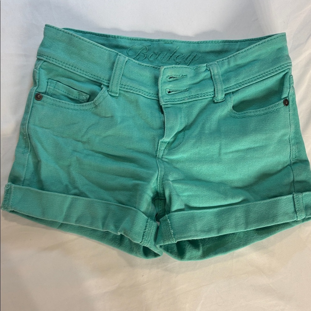 LG Teal Green Roll-Cuff Jean Shorts